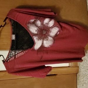 Vanity shirt size S. Burgundy and black.